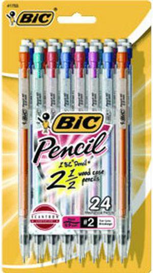 BIC MPLWP241 Mechanical Pencil With Pocket Clip #2 Pencil Grade - 0.9 mm - Assorted Lead - Assorted Barrel - 24 / Pack