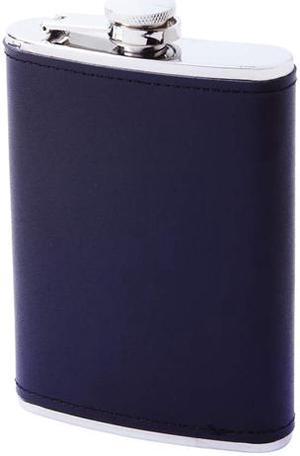 Maxam  8oz Stainless Steel Flask with Solid Genuine Leather Wrap