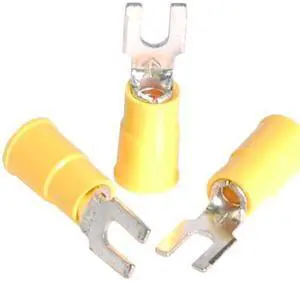 3M BFV14-8Q Fork Terminal, #8 Stud Size, 14 AWG, 600 V, Vinyl Insulated, Blue,