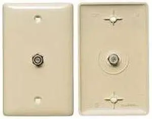 HUBBELL WIRING DEVICE-KELLEMS NS750I Video Wall Plate and Jack,F Type,Ivory