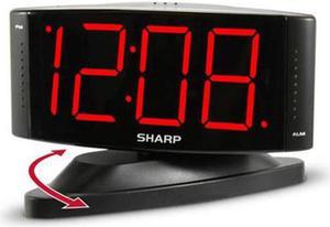 Sharp 1.8" Red LED Digital Display Swivel Black Alarm Clock SPC033A