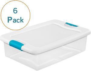 Sterilite 1496 32-Quart Clear & Blue Stackable Latching Storage Box Container