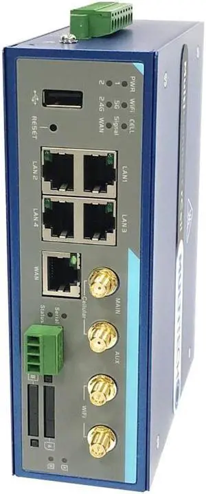 MultiTech MultiConnect rCell IEEE 802.11ac 2 SIM Ethernet, Cellular Modem/Wireless Router - 4G - LTE, DC-HSPA+ - 2.40 GHz ISM Band - 5 GHz UNII Band - 4 x Antenna(4 x External) - 1 x Network Port - 1