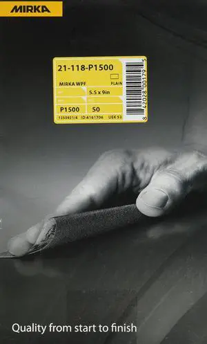 MIRKA 21-118-P1500 Wet Sanding Sheet,5.5x9",SC 1500,PK50