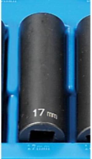 GREY PNEUMATIC 2117MD 1/2" Drive, 17mm Size, Metric Socket, 12 Points,