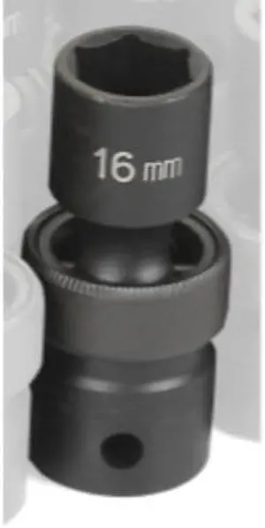 GREY PNEUMATIC 2016UM 1/2" Drive, 16mm Size, Metric Socket, 6 Points,