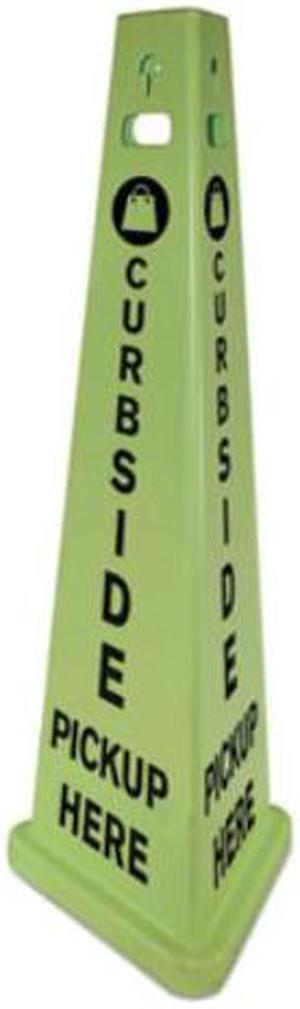 TRIVU 3-SIDED CURBSIDE PICKUP HERE SIGN, FLUORESCENT GREEN, 14.75 X 12.7 X 40, PLASTIC