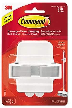 Broom Gripper, 3.12w x 2.43d x 3.34h, White/Gray, 1 Gripper & 2 Strips/Pack MMM17007ES Broom Gripper, 3.12w x 2.43d x 3.34h, White/Gray, 1 Gripper & 2 Strips/Pack MMM17007ES