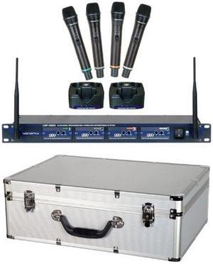 VocoPro UHF-5805-9 Professional Rechargeable 4 Channel UHF Wireless Mic System
