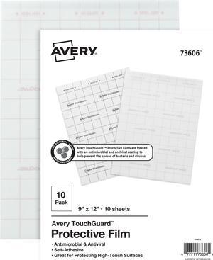 Avery TouchGuard Protective Film, Antimicrobial and Antiviral Protection, 9" x 12", 10 Sheets (73606)