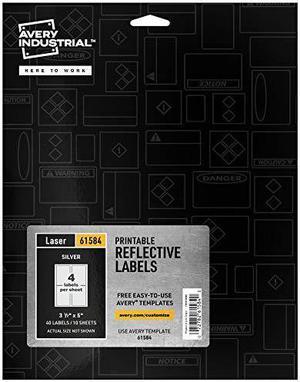 Avery Reflective Labels, 3.5" x 5" Silver Reflective Sign Labels, Laser Printable, 40 Labels (61584)