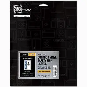 Avery Industrial Adhesive Vinyl Signs, 15ct, 7" x 10", Durable for Outdoors, Laser Printable, Notice Header (61555)