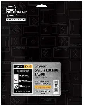 UltraDuty Lock Out Tags Kit, 100lb Pull-Strength, Print & Assemble, Makes 15 Tags, Danger Header 5.75" x 3.25" (64204)