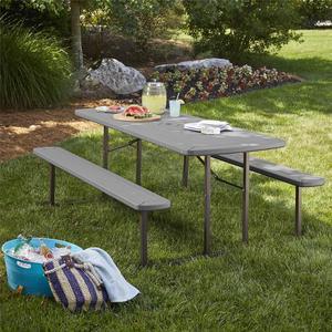 Cosco 6 ft. Folding Blow Mold, Dark Wood Grain with Gray Legs Picnic Table