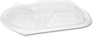 Pactiv YCN8467H00D0 Clearview Mealmaster 9" x 8" Large 2-Compartment Anti-Fog Dome Lid, Clear, 252 ct.