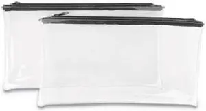 Universal UNV69026 Zippered Wallets/Cases, 11w x 6h, Clear/Black, 2/PK