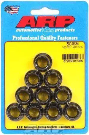 ARP 300-8334 Stainless Steel 1/2-20 12-Point Nuts - Pack of 10