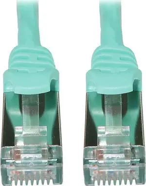 Tripp Lite Cat6a 10G Snagless Shielded Slim STP Ethernet Cable (RJ45 M/M), PoE, Aqua, 15 ft. (4.6 m) - 15 ft Category 6a Network Cable for Network Device, Server, Switch, Router, Hub, Printer, Compute