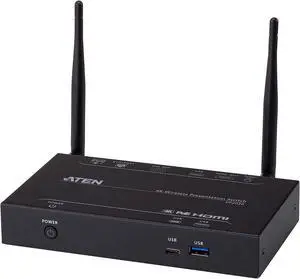 ATEN VP2020 4K Wireless Presentation Switch - 3840 ? 2160 - 4K, Full HD - 2160p2 x 2 - Speaker, Computer, Notebook, Whiteboard, Display, Projector - 1 x HDMI Out - 1 x VGA Out