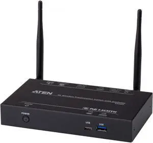 ATEN VP2021 4K Wireless Presentation Switch with Quad View - 3840 ? 2160 - 4K, Full HD - 2160p4 x 2 - Speaker, Computer, Notebook, Whiteboard, Display, Projector - 1 x HDMI Out - 1 x VGA Out
