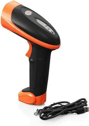 Ambir BR100 USB Barcode Scanner - Cable Connectivity - 1D, 2D - Imager - USB - Black, Orange - IP52 - Outdoor
