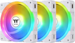 Thermaltake SWAFAN EX 12 ARGB PC Cooling Fan White, 3-Fan pcak, 500 ~ 2000 RPM, Magnetic Connection, Reversable Blades, sync with MB RGB software, CL-F169-PL12SW-A