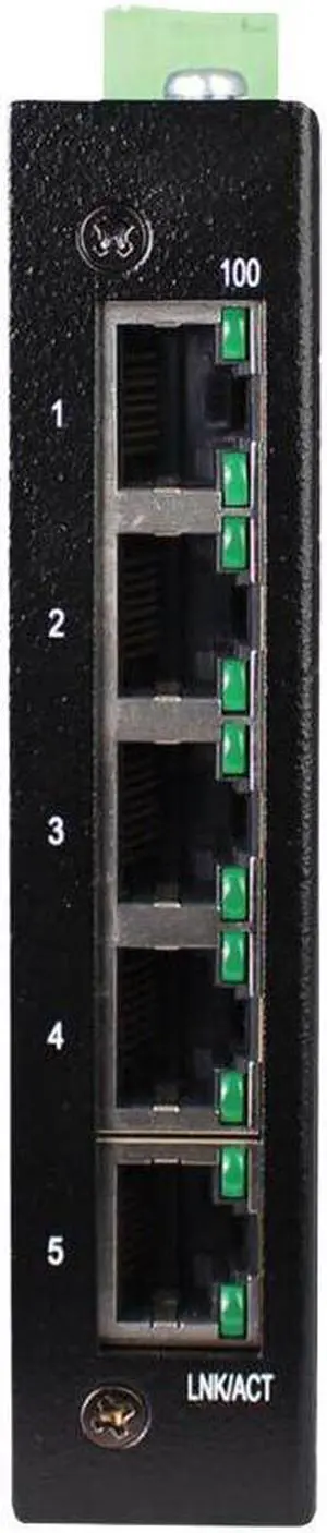 Tripp Lite 5-Port Unmanaged Industrial Ethernet Switch - 10/100 Mbps, Ruggedized, -40° to 75°C, EIP QoS, DIN/Wall Mount - 5 Ports - Gigabit Ethernet - 10/100/1000Base-T - TAA Compliant