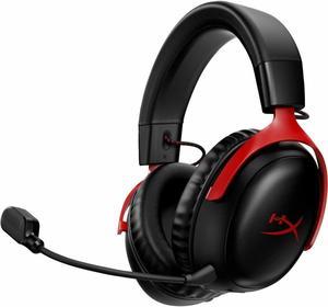 HyperX Cloud III Wireless – Gaming Headset for PC, PS5, PS4, up to 120-hour Battery, 2.4GHz Wireless, 53mm Angled Drivers, Memory Foam, Durable Frame, 10mm Microphone, Black/Red