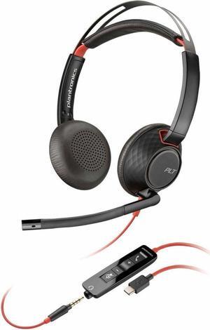 Poly Blackwire C5220 Headset - Stereo - USB Type C, Mini-phone (3.5mm) - Wired - 32 Ohm - 20 Hz - 20 kHz - Over-the-head - Binaural - Supra-aural - 7.10 ft Cable - Noise Cancelling Microphone - Noise