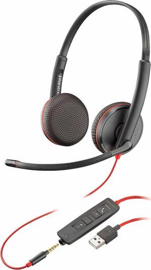 Poly Blackwire 3225 Headset - Stereo - USB Type A, Mini-phone (3.5mm) - Wired - 32 Ohm - 20 Hz - 20 kHz - On-ear - Binaural - Ear-cup - 7.40 ft Cable - Omni-directional, Noise Cancelling Microphone -
