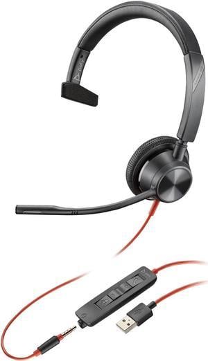 Poly Blackwire 3315 USB-A Headset TAA - Mono - Mini-phone (3.5mm), USB Type A - Wired - 32 Ohm - 20 Hz - 20 kHz - On-ear - Monaural - Ear-cup - 7 ft Cable - Omni-directional Microphone - Noise Canceli