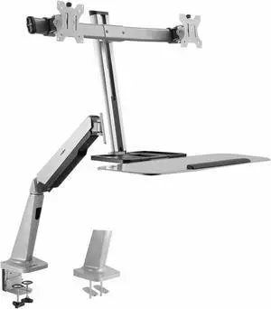 Rocstor ErgoCenter Desk Mount for Monitor Mouse Keyboard Silver Y10N029S1