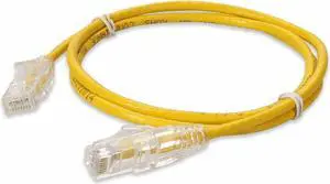 AddOn 3ft Yellow CAT 6A Slim PVC Ethernet Cable Snagless Clear-Claw RJ-45 M/M