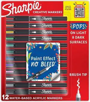Sharpie Creative Markers Water-Based Acrylic Brush Tip 12Ct 2196907
