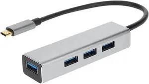 AddOn 8in USB-C Male to 4xUSB 3.0 A Female Hub with Aluminum Housing USBC24USB3ALAA