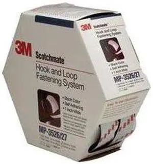 3M Hook and Loop Fastener MP3526N/MP3527N, Black, 1 In X 5 Yd