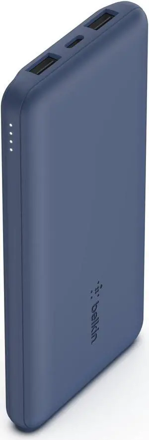 Belkin BoostCharge USB-C Portable Charger 10K Power Bank With 1 USB-C Port and 2 USB-A Ports & Included USB-C To Cable, Blue
