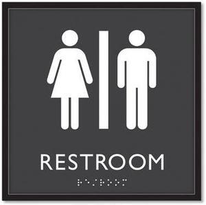 ADA Sign Unisex Restroom Plastic 8 x 8 Clear/White 66910