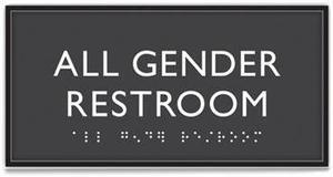 ADA Sign All Gender Restroom Plastic 4 x 4 Clear/White 69920