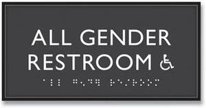 ADA Sign All Gender Restroom Accessible Plastic 4 x 4 Clear/White 69921