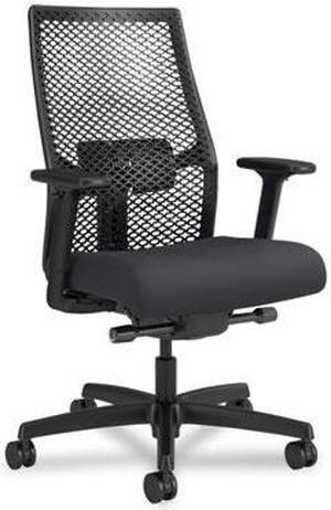 HON Ignition 2.0 ReActiv Mid-Back Task Chair, Basalt Vinyl Seat, Black Base