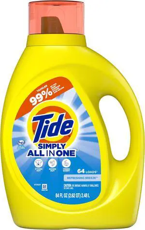 Simply Clean and Fresh Laundry Detergent HE Compatible Refreshing Breeze 64 Loads 84 oz Bottle 4/Carton 44206