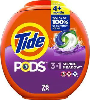 PODS Laundry Detergent HE Compatible Spring Meadow 66 oz Tub 76 Pacs/Tub 80735047