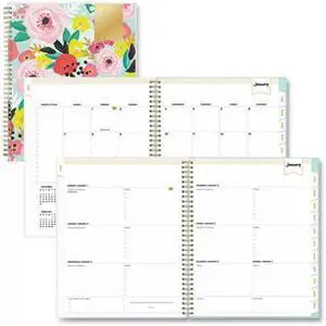 2025 Day Designer Weekly/Monthly Planning Calendar, 8-1/2" x 11, Secret Garden Mint, January 2025 To December 2025