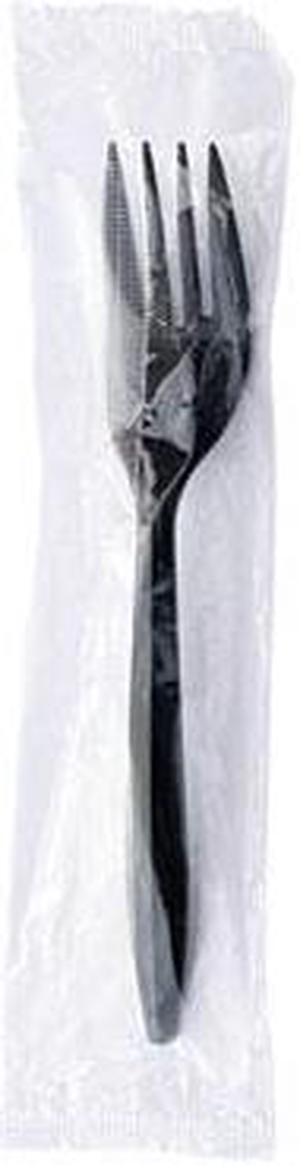 Mediumweight Wrapped Polypropylene Cutlery Fork Plastic Black 1000/Carton BWKFORKBLPPIW