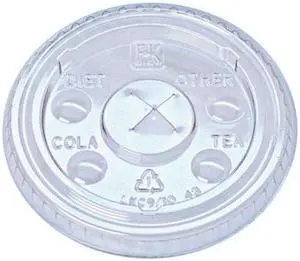 Kal-Clear/Nexclear Drink Cup Lids Flat Lid w/X-Style Straw Slot and Flavor Buttons Fits 9-10 oz Cold Cups Clear 2500/CT 9508053