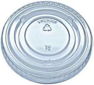 Kal-Clear/Nexclear Drink Cup Lids Flat Lid with No Slot Fits 9 oz to 10 oz Cold Cups Plastic Clear 2500/Carton 9508068