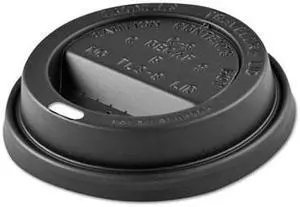 Solo Traveler Sip Through Lids for ThermoGuard Hot Cups Fits 12 oz to 24 oz Hot Cups Plastic Black 1200/Carton TL1224TGB