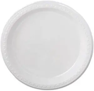 Heavyweight Plastic Plates 9" dia White 125/Pack 4 Packs/Carton 81209