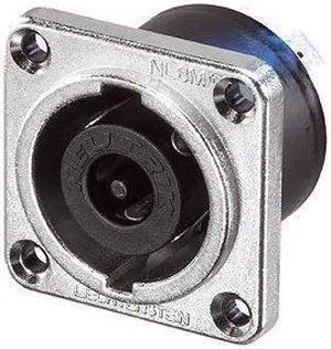 speakON 8 pole male chassis connector  metal square G-size housing  countersunk thru holes  1/4-in flat tabs